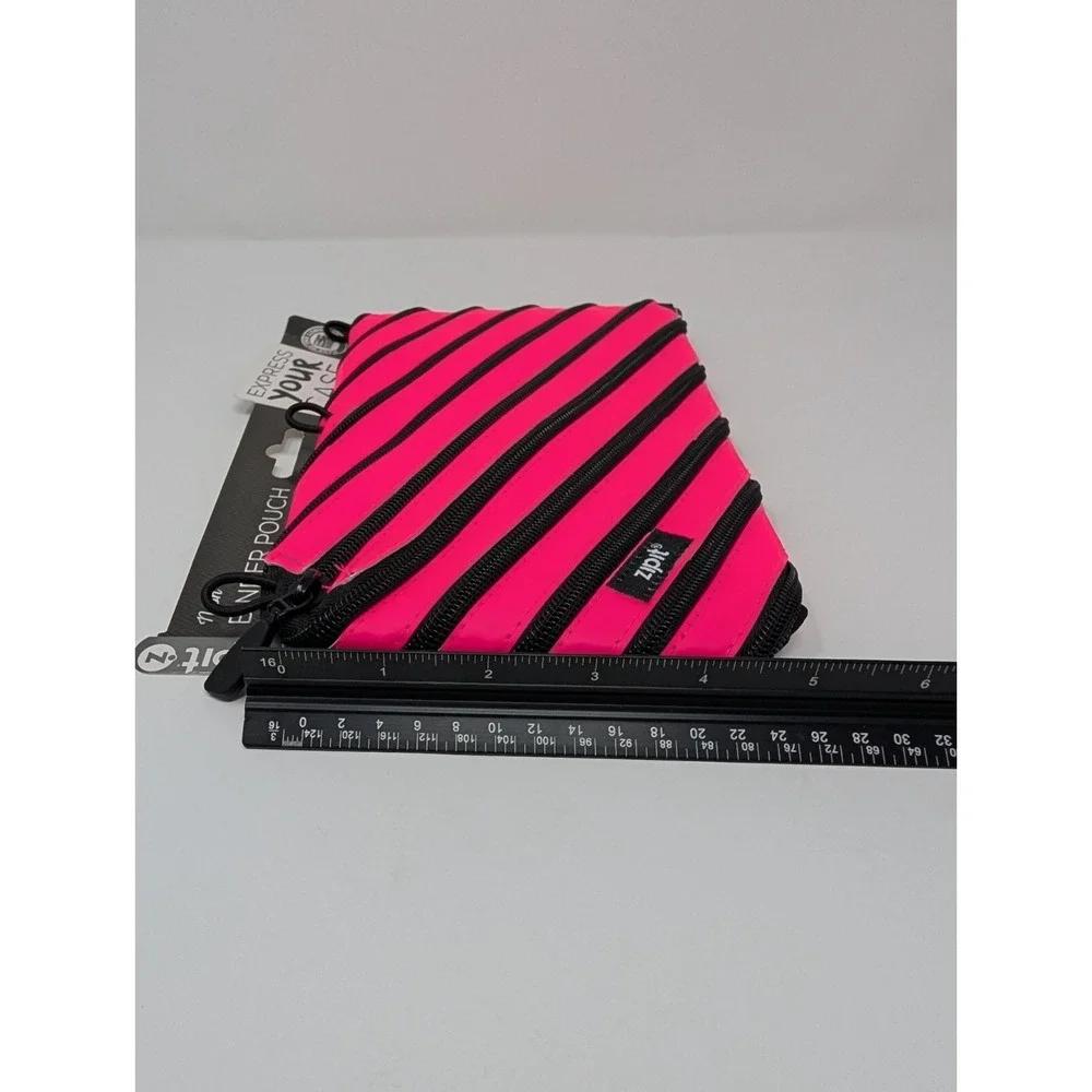 Zipit 3-Ring Binder‎ Pouch Neon Pink Made Of One Long Zipper Pencil Case NEW